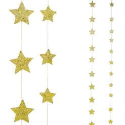 Estrella De Navidad>DecoWoerner Juego Guirnaldas De Estrellas 2D, Oro, 2 Uds.