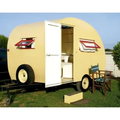 Pancartas Temáticas>DecoWoerner Lona XXL "Caravana Retro Amarilla" De Lona De Camión Ignífuga 250 X 330 Cm amarillo