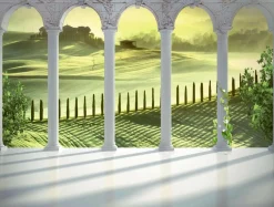 Pancartas Temáticas|Pancartas De Verano>DecoWoerner Lona XXL "Paisaje De La Toscana" De Lona De Camión Ignífuga 250 X 330 Cm verde