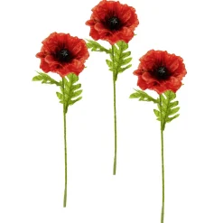 Decoración De Otoño|Flores Artificiales>DecoWoerner Lote De 3 Flores Artificiales De Amapola En rojo