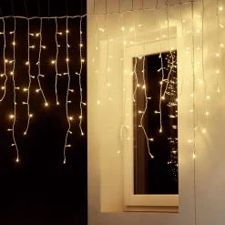 Luces De Navidad>DecoWoerner Luz Icicle Light LED Para Uso Profesional Sistema IP20, 228 LED, 300 X 100 Cm, Sin Cable blanco