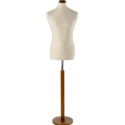 Bustos De Costura>DecoWoerner Maniquí De Costura De Hombre, Busto De 78 Cm, Color Crudo/nuez marrón