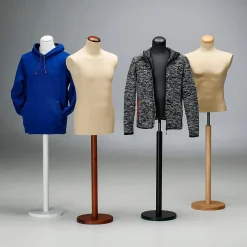 Bustos De Costura>DecoWoerner Maniquí De Costura De Hombre, Busto De 78 Cm, Color Crudo/nuez marrón