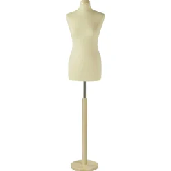 Bustos De Costura>DecoWoerner Maniquí De Costura De Mujer, Busto De 72 Cm, Color Crudo/roble Claro blanco