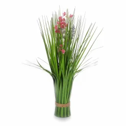 Hierba Decorativa>DecoWoerner Manojo De Césped Artificial Con Flores s 48 Cm rosa