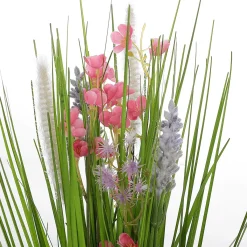 Hierba Decorativa>DecoWoerner Manojo De Césped Artificial Con Flores s 48 Cm rosa