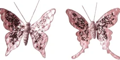 Decoración De Animales|Decoración De Primavera>DecoWoerner Mariposa Con Clip, 16 Cm, 2 Piezas, da rosa