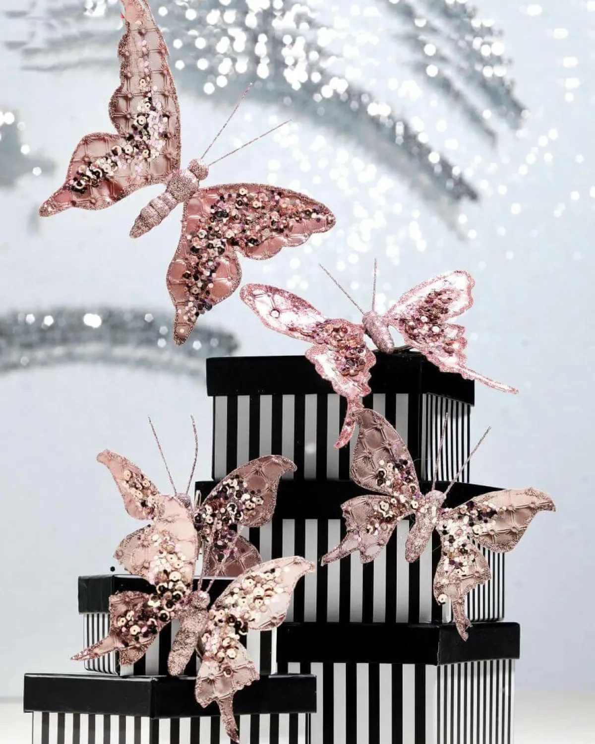 Decoración De Animales|Decoración De Primavera>DecoWoerner Mariposa Con Clip, 16 Cm, 2 Piezas, da rosa