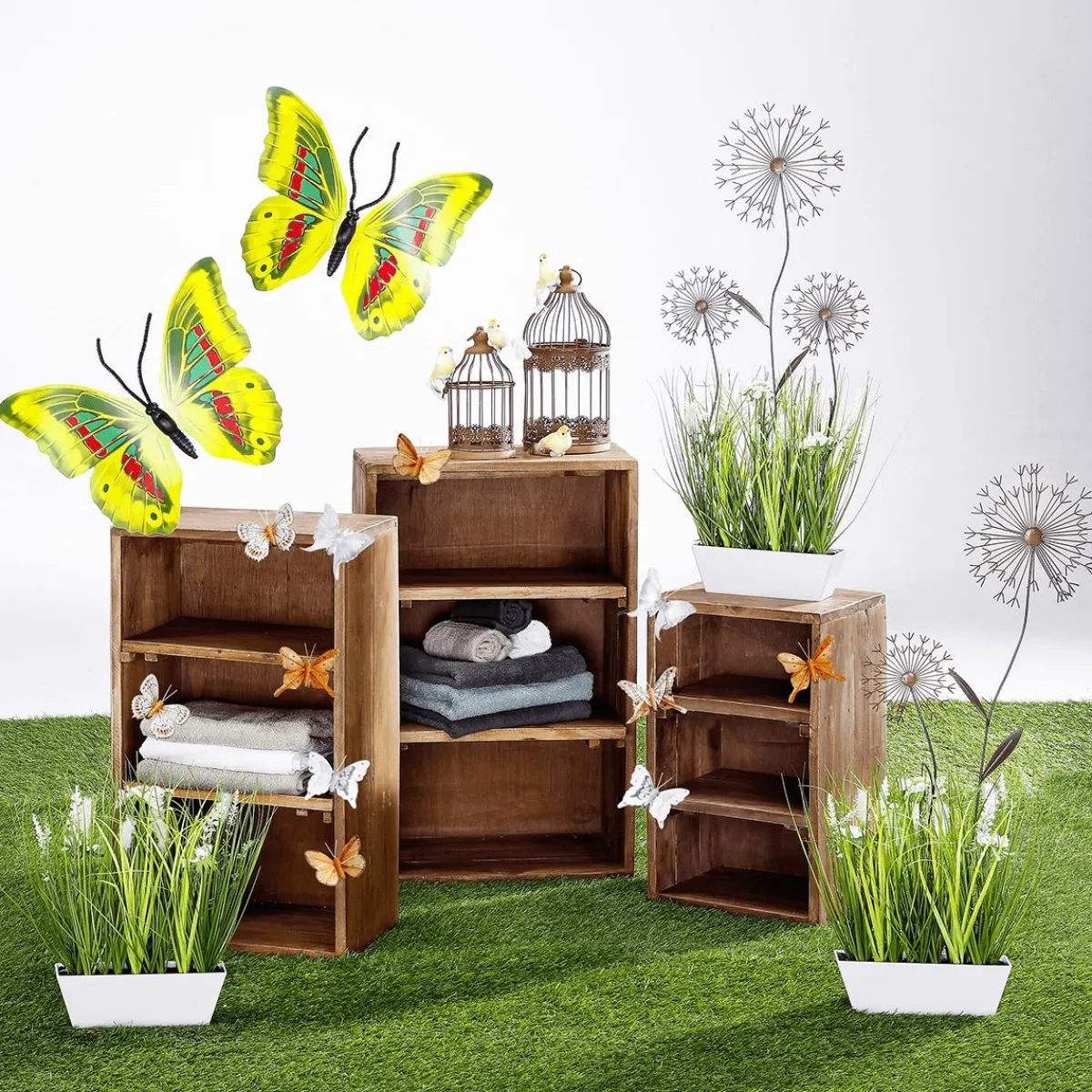 Decoración De Animales|Decoración De Primavera>DecoWoerner Mariposas Decorativas 40 Cm 3 Piezas amarillo