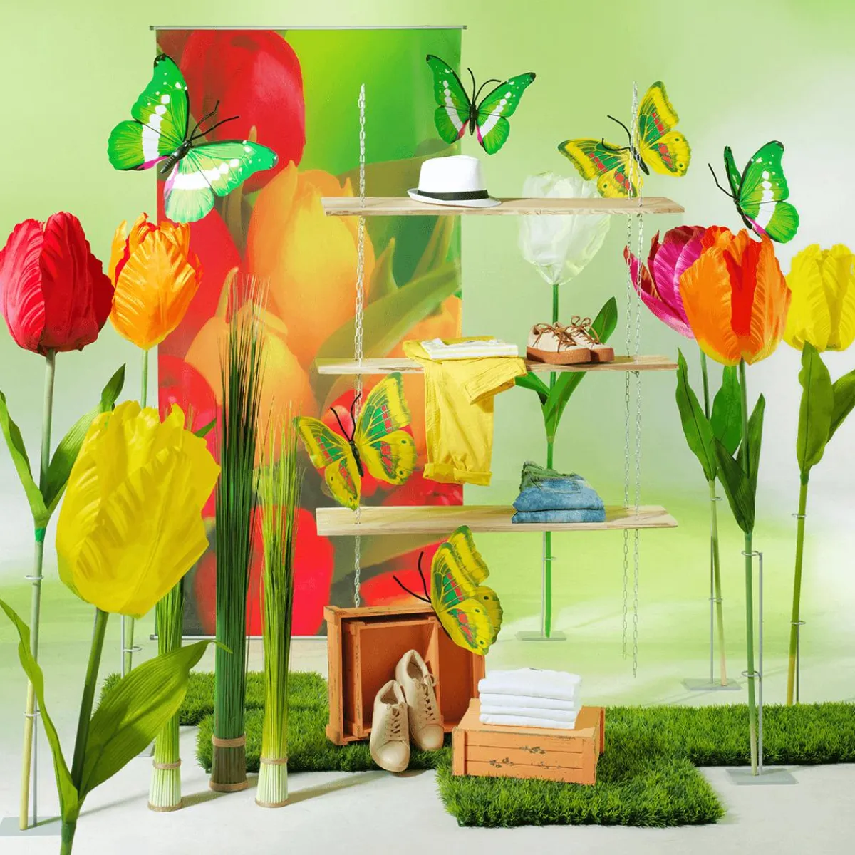 Decoración De Animales|Decoración De Primavera>DecoWoerner Mariposas Decorativas 40 Cm 3 Piezas verde