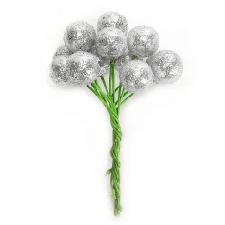 Bolas De Navidad>DecoWoerner Mini Bolas De Navidad De Purpurina En Alambre De plata