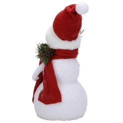 Decoración De Invierno|Figuras De Navidad>DecoWoerner Muñeco De Nieve Decorativo Con Ropa Roja 30 Cm blanco