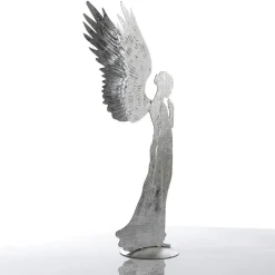 Figuras De Navidad>DecoWoerner Ángel Decorativo De Metal Con Aspecto De Hoja De , 54 Cm plata