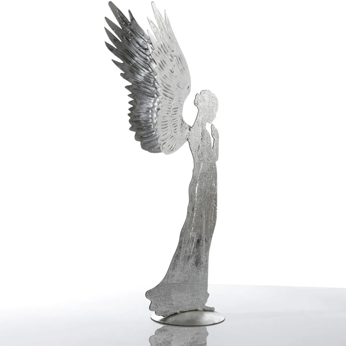 Figuras De Navidad>DecoWoerner Ángel Decorativo De Metal Con Aspecto De Hoja De , 54 Cm plata