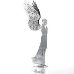 Figuras De Navidad>DecoWoerner Ángel Decorativo De Metal Con Aspecto De Hoja De , 54 Cm plata
