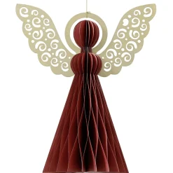 Decoración Temática|Figuras De Navidad>DecoWoerner Ángel Deluxe De Papel De Nido De Abeja 20 Cm rojo