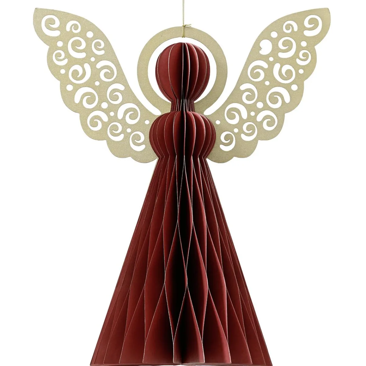Decoración Temática|Figuras De Navidad>DecoWoerner Ángel Deluxe De Papel De Nido De Abeja 20 Cm rojo
