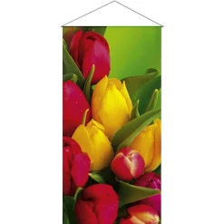 Pancartas De Primavera>DecoWoerner Pancarta De Fibra Natural Ligera "Tulip Bouquet" De Algodón 100 X 200 Cm multicolor