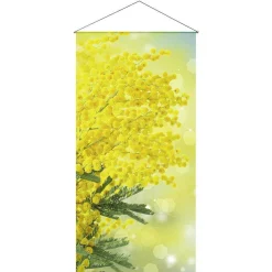 Pancartas De Primavera|Pancartas De Verano>DecoWoerner Pancarta De Fibra Natural Ligera "Mimosa" De Algodón 100 X 200 Cm amarillo