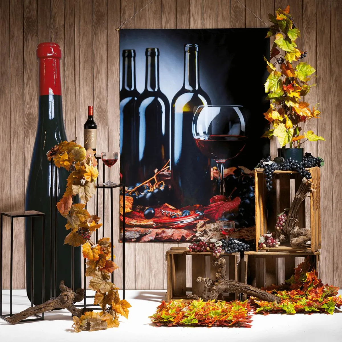 Decoración De Otoño|Pancartas Temáticas>DecoWoerner Pancarta De Tela Ignífuga "Vino Tinto" De Tela De Bandera 100 X 140 Cm negro