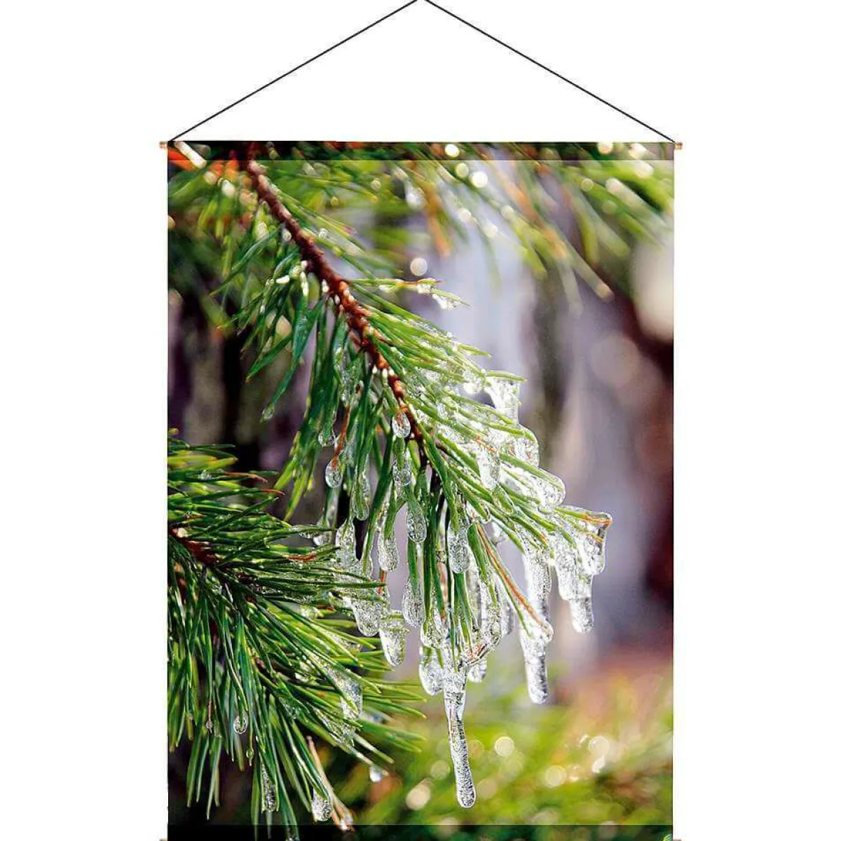 Pancartas De Navidad E Invierno|Bandera De Navidad>DecoWoerner Pancarta De Tela Ignífuga "Rama De Abeto Helado" De Tela De Bandera 100 X 140 Cm verde