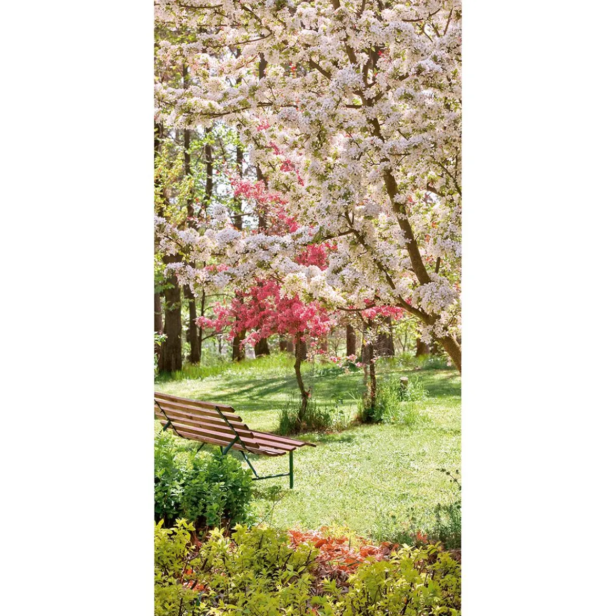 Decoración De Primavera|Pancartas De Primavera>DecoWoerner Pancarta De Tela Ignífuga "Árbol En Flor En El Parque" De Tela De Bandera 100 X 200 Cm rosa