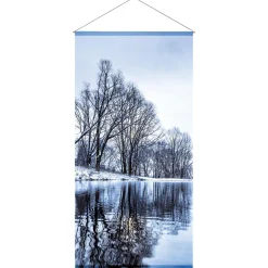 Decoración De Invierno|Pancartas De Navidad E Invierno>DecoWoerner Pancarta De Tela Ignífuga "Wintersee" De Tela De Bandera 100 X 200 Cm azul