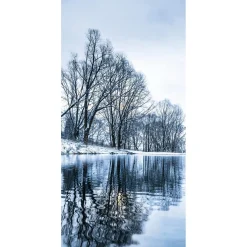 Decoración De Invierno|Pancartas De Navidad E Invierno>DecoWoerner Pancarta De Tela Ignífuga "Wintersee" De Tela De Bandera 100 X 200 Cm azul