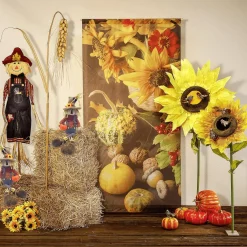 Decoración De Otoño|Pancartas De Otoño>DecoWoerner Pancarta De Tela Ignífuga "Decoración De Otoño" De Tela De Bandera 100 X 200 Cm amarillo
