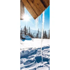 Decoración De Invierno|Pancartas De Navidad E Invierno>DecoWoerner Pancarta De Tela Ignífuga "Carámbanos Iluminados Por El Sol" De Tela De Bandera 75 X 180 Cm blanco