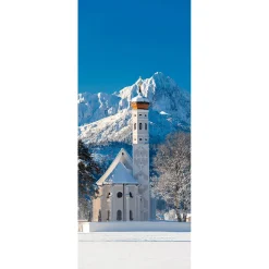 Pancartas De Navidad E Invierno|Decoración De Invierno>DecoWoerner Pancarta De Tela Ignífuga "Iglesia De Invierno" De Tela De Bandera 75 X 180 Cm blanco