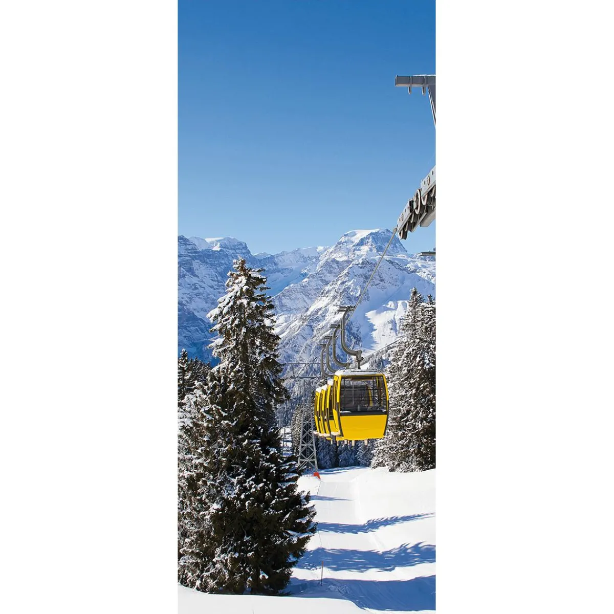 Decoración De Invierno|Pancartas De Navidad E Invierno>DecoWoerner Pancarta De Tela Ignífuga "Teleférico " De Tela De Bandera 75 X 180 Cm amarillo