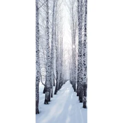 Decoración De Invierno|Pancartas De Navidad E Invierno>DecoWoerner Pancarta De Tela Ignífuga "Winterbirkenallee " De Tela De Bandera 75 X 180 Cm blanco