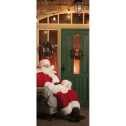 Pancartas De Navidad E Invierno|Bandera De Navidad>DecoWoerner Pancarta De Tela Ignífuga "Papá Noel En Un Sillón" De Tela De Bandera 75 X 180 Cm rojo