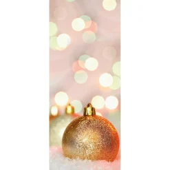 Pancartas De Navidad E Invierno|Bandera De Navidad>DecoWoerner Pancarta De Tela Ignífuga "Bolas De Navidad De Purpurina Dorada" Tela De Bandera 75 X 180 Cm oro