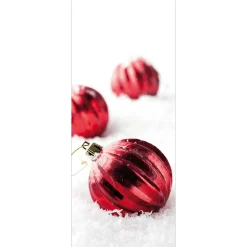 Pancartas De Navidad E Invierno|Bandera De Navidad>DecoWoerner Pancarta De Tela Ignífuga "Bolas De Navidad Rojas En La Nieve" Tela De Bandera 75 X 180 Cm rojo