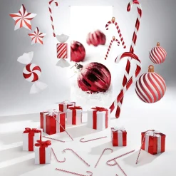 Pancartas De Navidad E Invierno|Bandera De Navidad>DecoWoerner Pancarta De Tela Ignífuga "Bolas De Navidad Rojas En La Nieve" Tela De Bandera 75 X 180 Cm rojo