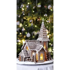Pancartas De Navidad E Invierno|Bandera De Navidad>DecoWoerner Pancarta De Tela Ignífuga "Iglesia De Pan De Jengibre" De Tela De Bandera 100 X 200 Cm marrón