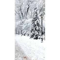 Decoración De Invierno|Pancartas De Navidad E Invierno>DecoWoerner Pancarta De Tela Ignífuga "Parque De Invierno" De Tela De Bandera 100 X 200 Cm blanco