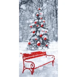Pancartas De Navidad E Invierno|Bandera De Navidad>DecoWoerner Pancarta De Tela Ignífuga "Banco De Invierno" De Tela De Bandera 100 X 200 Cm rojo