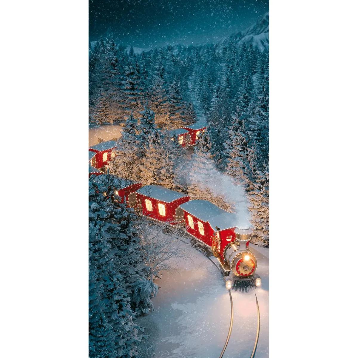 Pancartas De Navidad E Invierno|Bandera De Navidad>DecoWoerner Pancarta De Tela Ignífuga "Tren De Navidad" De Tela De Bandera 100 X 200 Cm rojo
