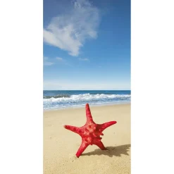 Decoración De Verano|Pancartas De Verano>DecoWoerner Pancarta De Tela Ignífuga "estrella De Mar Roja Junto Al Mar" De Tela De Bandera 100 X 200 Cm rojo