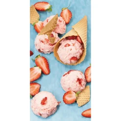 Decoración Temática|Decoración De Verano>DecoWoerner Pancarta De Tela Ignífuga "Helado De Fresa En Un Gofre" De Tela De Bandera 100 X 200 Cm rosa