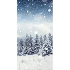 Decoración De Invierno|Pancartas De Navidad E Invierno>DecoWoerner Pancarta De Tela Ignífuga "Bosque De Abetos Nevados" De Tela De Bandera 100 X 200 Cm azul