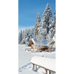 Decoración De Invierno|Pancartas De Navidad E Invierno>DecoWoerner Pancarta De Tela Ignífuga "Cabaña De Invierno" De Tela De Bandera 100 X 200 Cm blanco