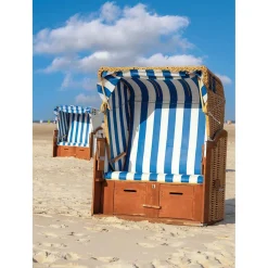Bandera Xxl|Decoración De Verano>DecoWoerner Pancarta De Tela XL "silla De Playa -blanca" De Tela De Bandera Ignífuga 150 X 200 Cm azul