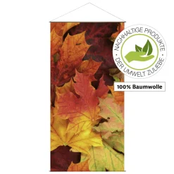 Decoración De Otoño|Pancartas De Otoño>DecoWoerner Pancarta Ligera De Fibra Natural "Hojas De Otoño" De Algodón 100 X 200 Cm naranja