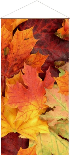 Decoración De Otoño|Pancartas De Otoño>DecoWoerner Pancarta Ligera De Fibra Natural "Hojas De Otoño" De Algodón 100 X 200 Cm naranja