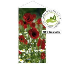 Pancartas De Verano>DecoWoerner Pancarta Ligera De Fibra Natural "Amapola Roja" De Algodón 100 X 200 Cm rojo