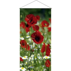 Pancartas De Verano>DecoWoerner Pancarta Ligera De Fibra Natural "Amapola Roja" De Algodón 100 X 200 Cm rojo